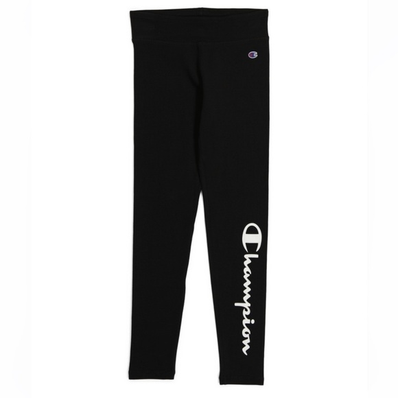 Champion Big Girls Size XL New Signature Script Legging Black White Logo - Picture 1 of 2